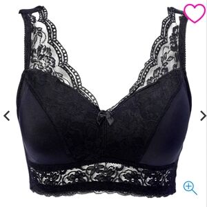 #1230 NWT Rhonda Shear Classic Lace Trim Pin-up Bra - Black 875644